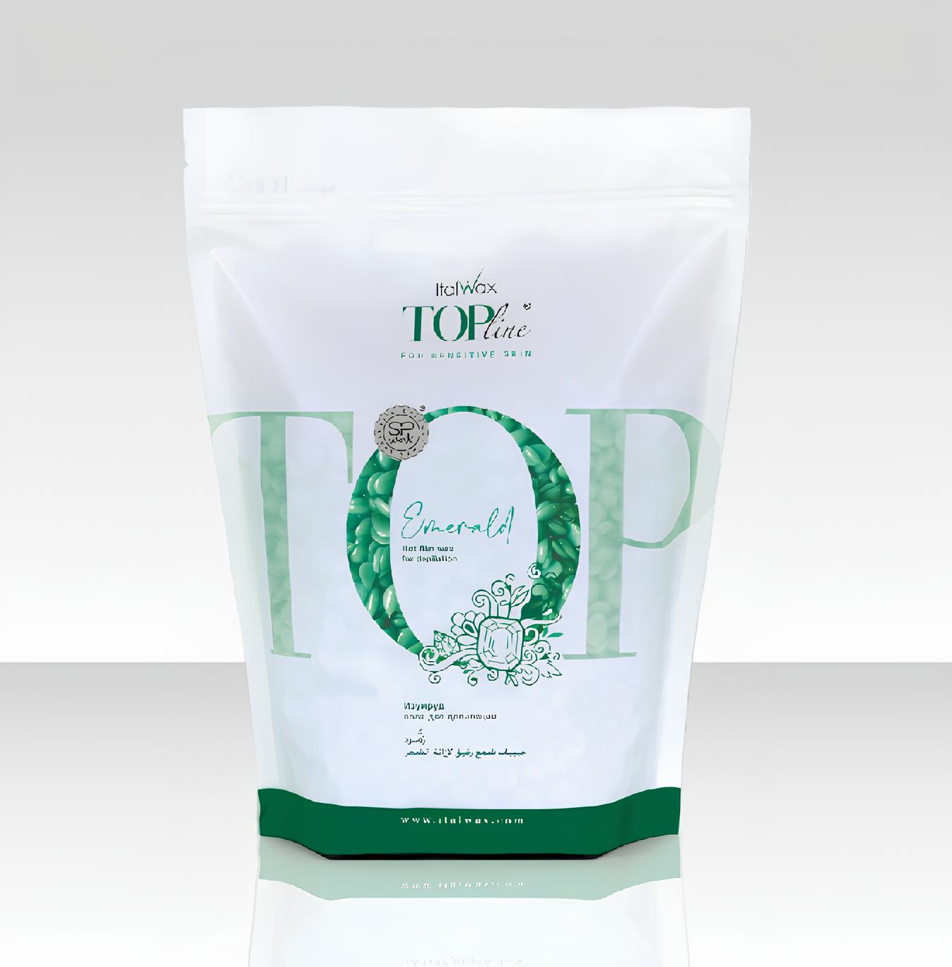 Воск для депиляции пленочный ItalWax Top Line Emerald Изумруд в гранулах 750 г